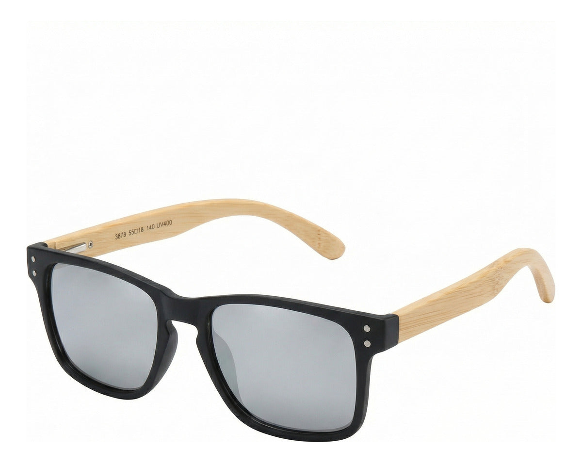 Oculos De Sol Wooden Noir E Bamboo Noir - Reflex Uv400