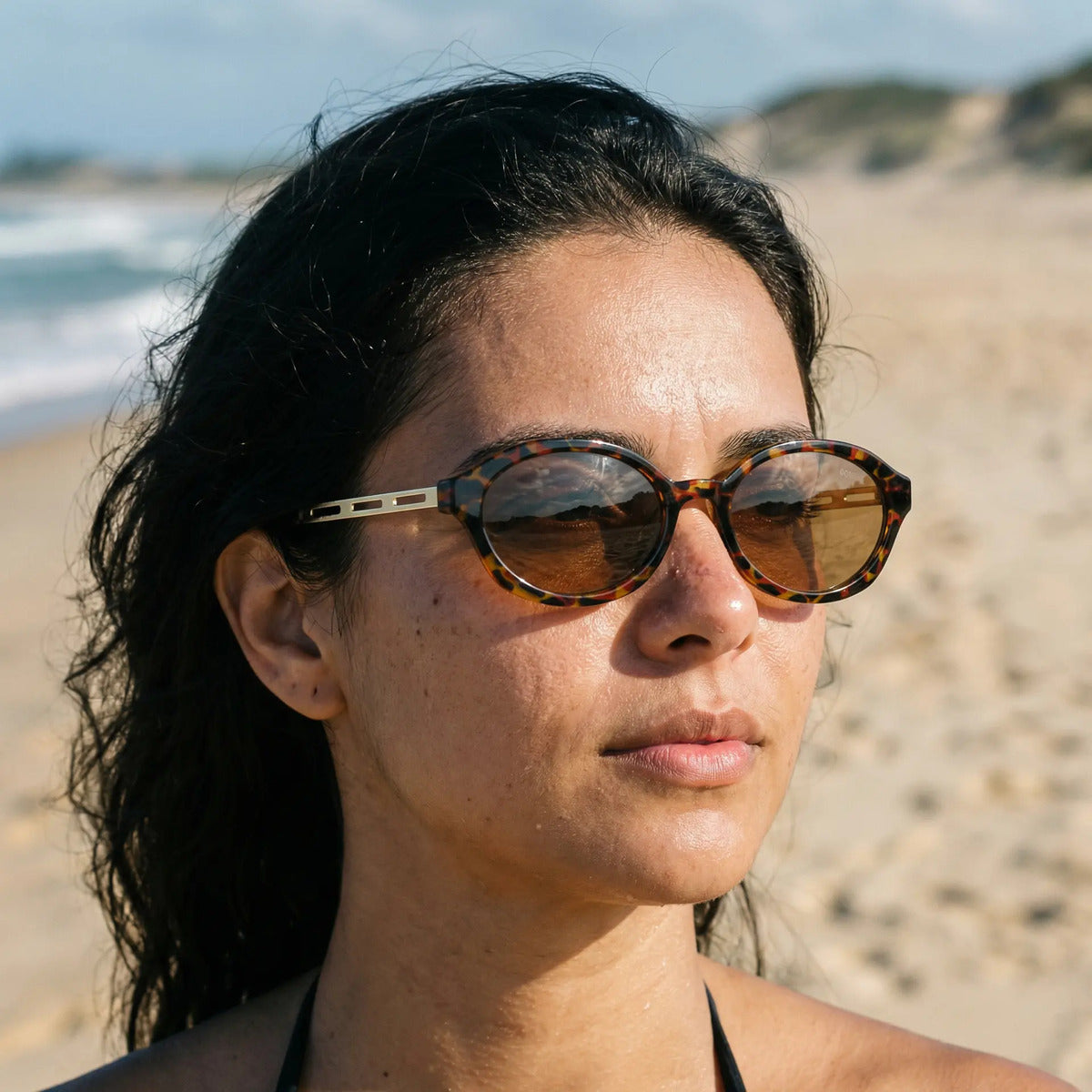 Oculos De Sol Cat Eyes Ambar - Sky- Lucid Uv400 Polarizado