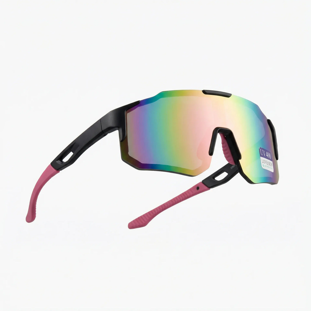 Óculos Ciclismo Esportivo Uv400 Espelhado Preto E Rosa