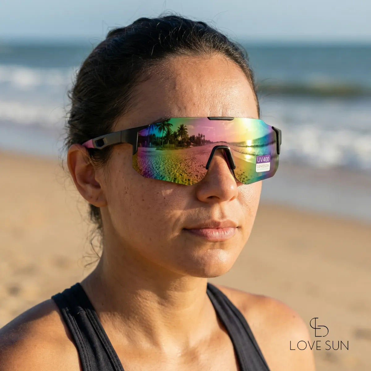 Óculos Ciclismo Esportivo Uv400 Espelhado Preto E Rosa