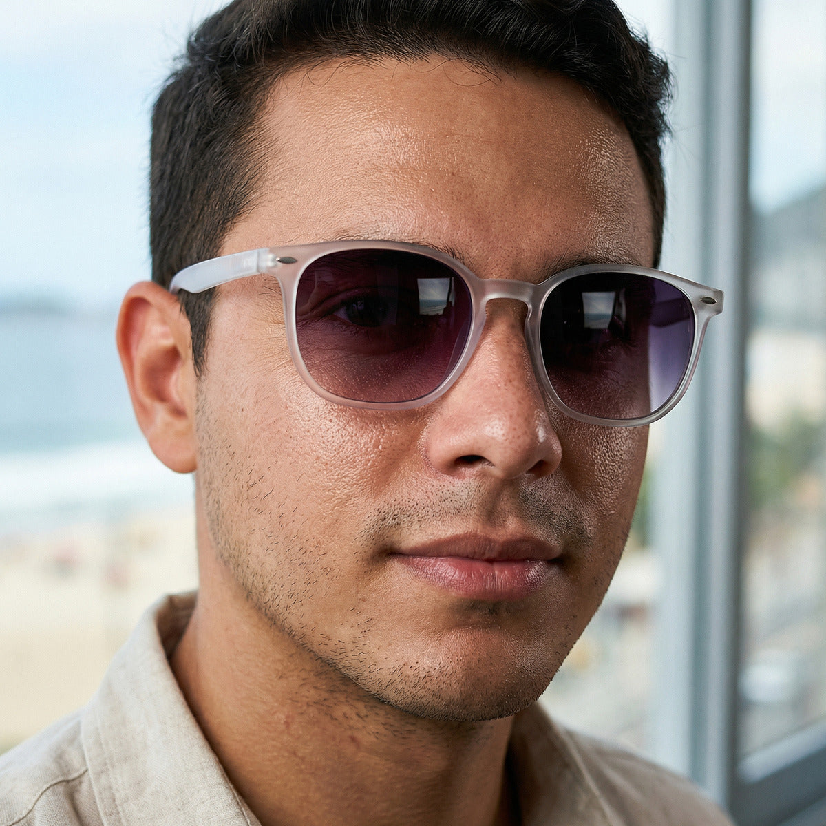 Oculos De Sol Lumina Cristal Lilac Uv400 Polarizado Unissex