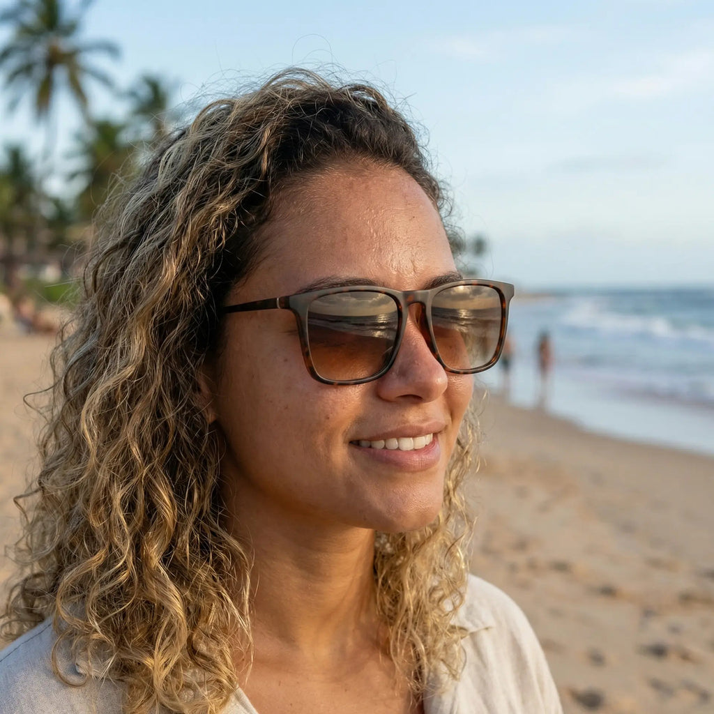 Oculos De Sol Havanna Ambar Tr90 Uv400 Polarizado Unissex