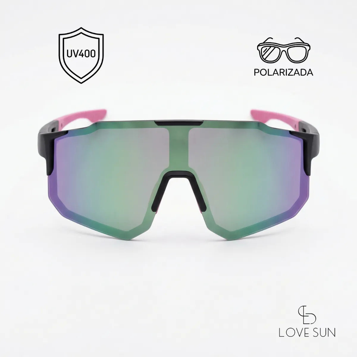 Óculos Ciclismo Esportivo Uv400 Espelhado Preto E Rosa