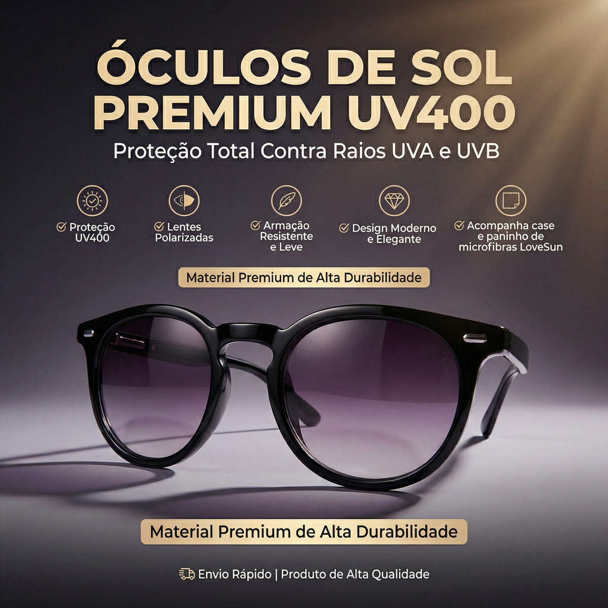 Oculos De Sol Bossa Violet Uv400 Polarizado Unissex